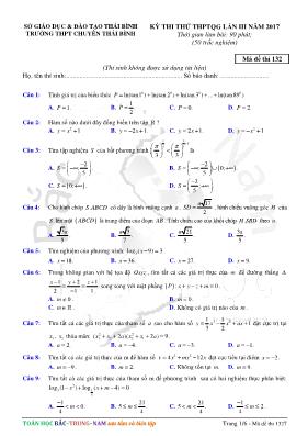 Đề thi thử THPTQG lần III môn Toán